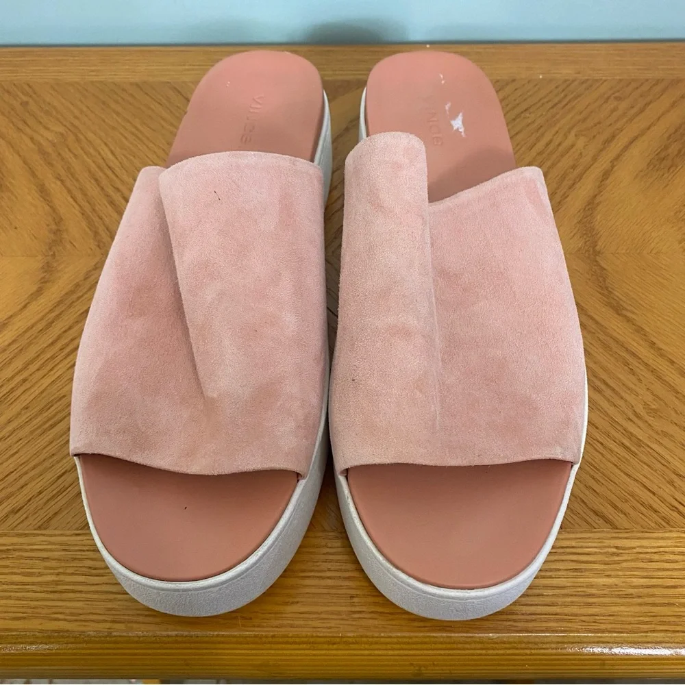 Vince Walford‎ Platform Leather Suede Pink Slides Sandals Size 10